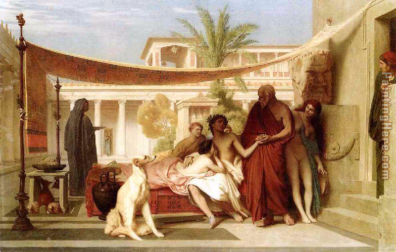 Socrates seeking Alcibiades in the house of Aspasia painting - Jean-Leon Gerome Socrates seeking Alcibiades in the house of Aspasia art painting